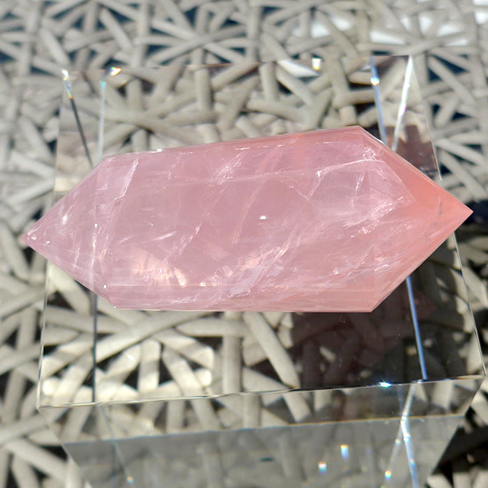 2X DISCOUNT: Compact 48 Sided Rose Quartz Vogel Wand by David Zhuang