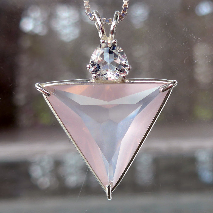 Rose Quartz Angelic Star with Trillion Danburite Crown