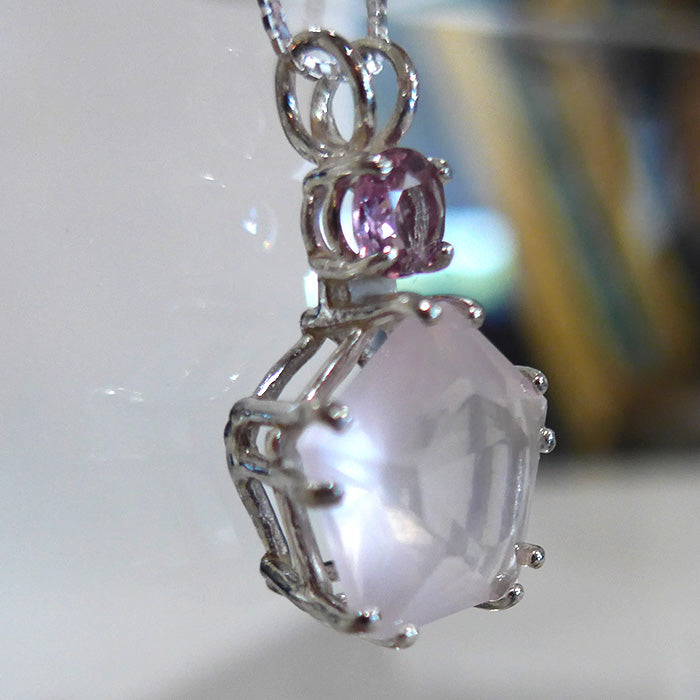 Rose Quartz Star of Venus with Purple Sapphire Crown