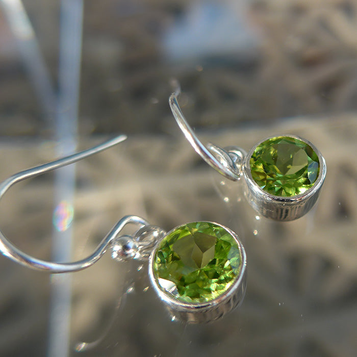 Round Peridot Hanging Earrings