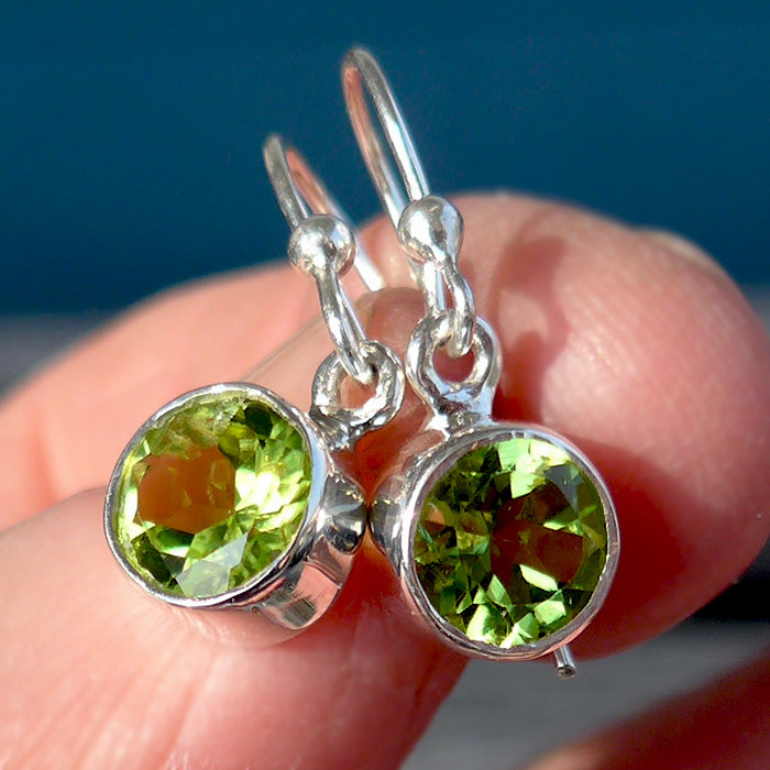 Round Peridot Hanging Earrings