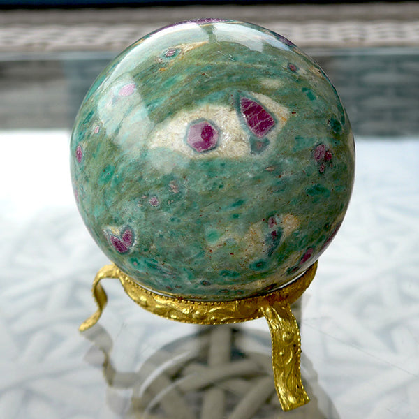 Ruby in Zoisite Sphere on Stand