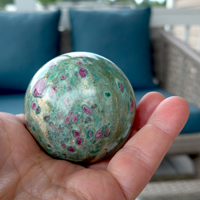 Ruby in Zoisite Sphere on Stand