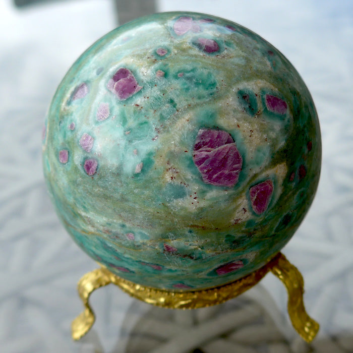 Ruby in Zoisite Sphere on Stand