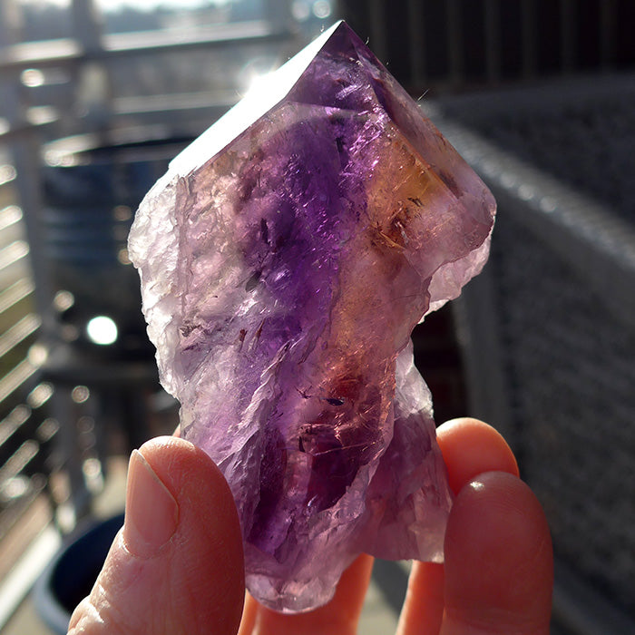 Semi Polished Rainbow Ametrine Wand by Lawrence Stoller