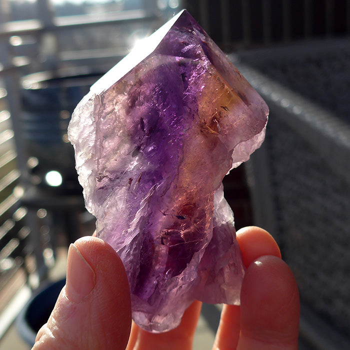 Semi Polished Rainbow Ametrine Wand by Lawrence Stoller