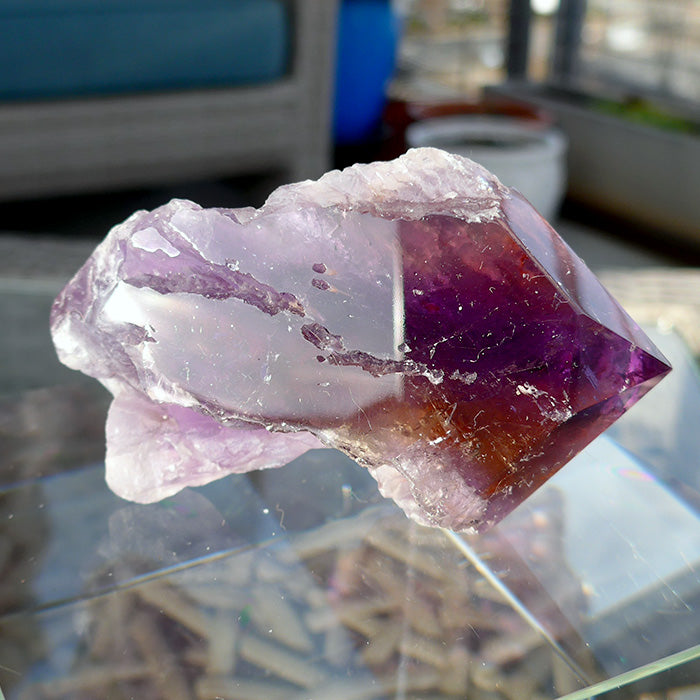 Semi Polished Rainbow Ametrine Wand by Lawrence Stoller