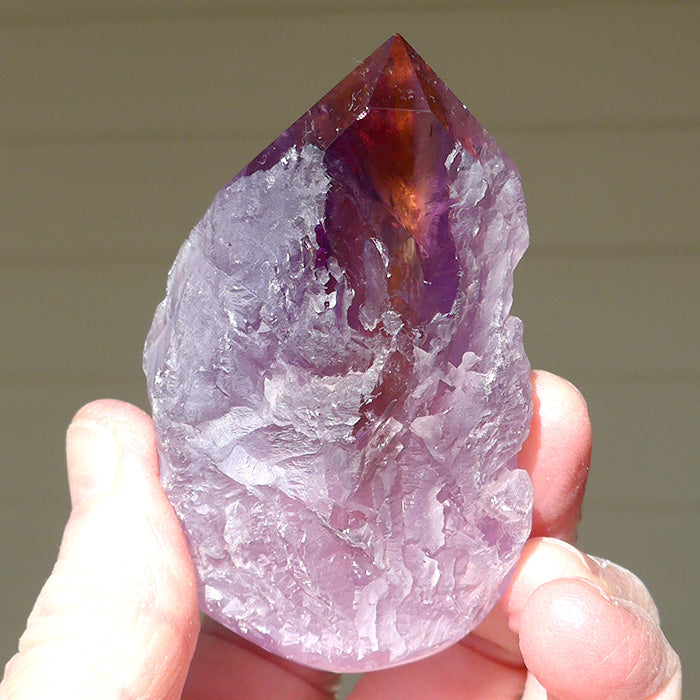 Semi Polished Rainbow Ametrine Wand with Smooth Tip by Lawrence Stoller