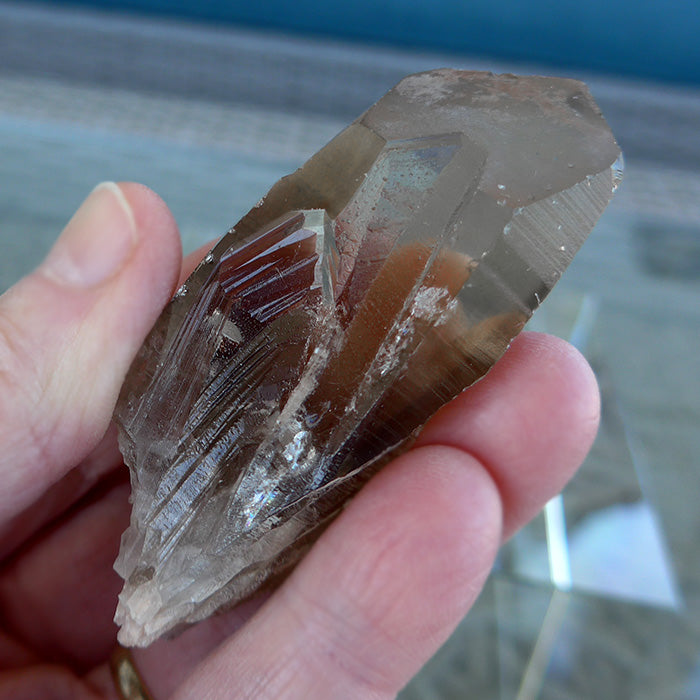 Smoky Citrine Lemurian with Growth Interference Marks and Key Crystal