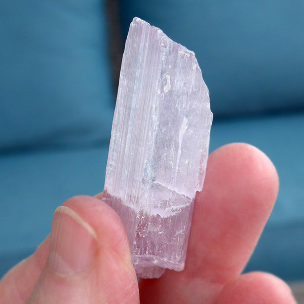 Slim Unpolished Lavender Blue Kunzite Gemstone Rod