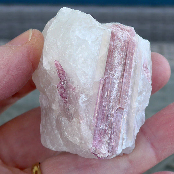 Small Aquamarine Nugget with Pink Tourmaline