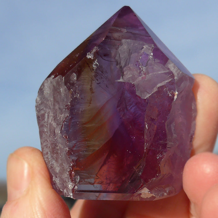 Small Ametrine Semi Polished Standing Point by Lawrence Stoller