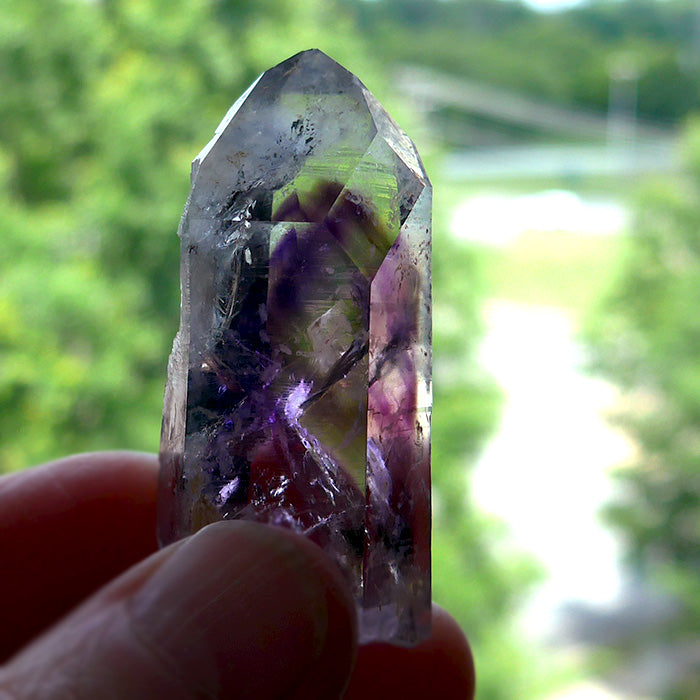 Smoky Brandberg Amethyst Phantom Point with Window Pane