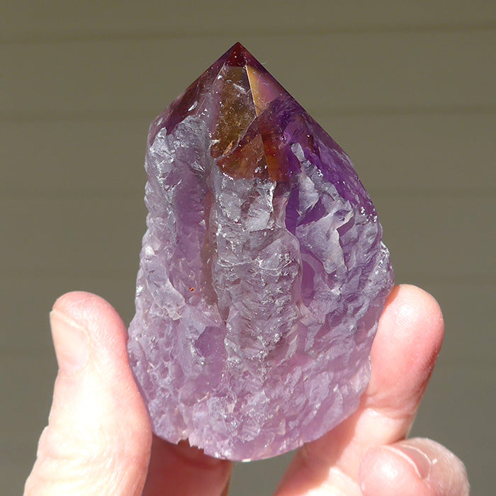 Semi Polished Rainbow Ametrine Wand with Smooth Tip by Lawrence Stoller