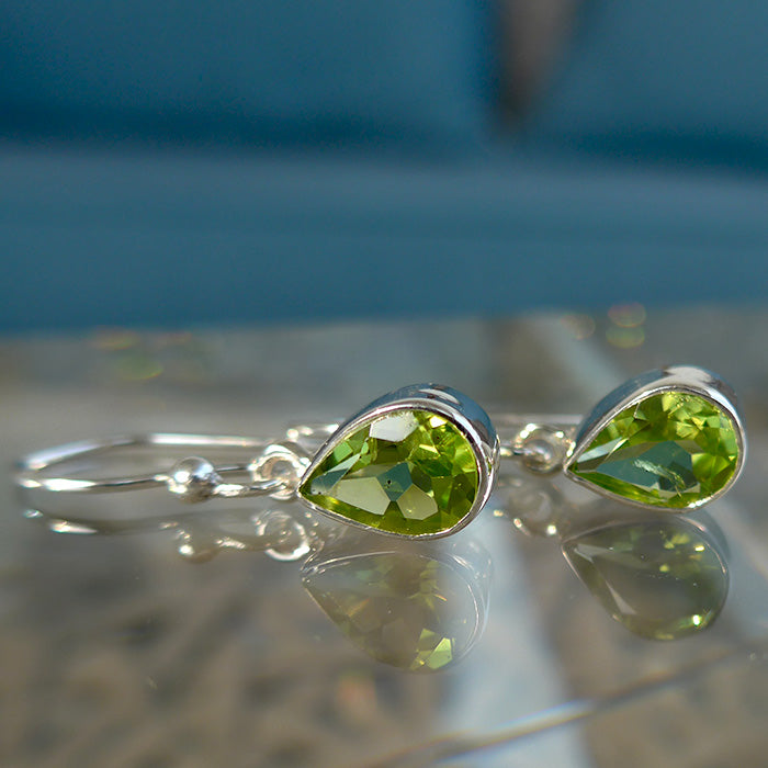 Teardrop Peridot Hanging Earrings