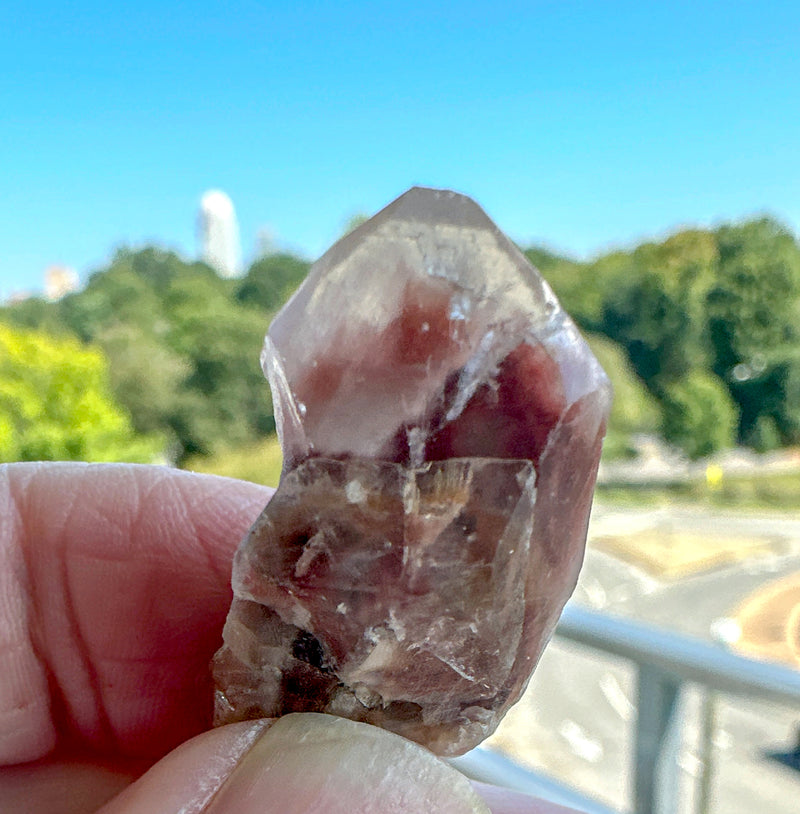 White and Sienna Unpolished Small Angel Quartz Point
