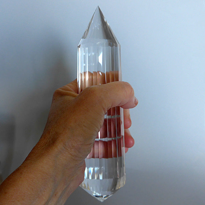 X-LARGE 12 Gate 144 Facet Master Cut Vogel Phi Crystal Healing Wand