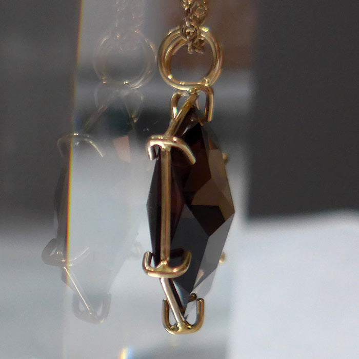 Smoky Quartz 14 kt Gold Flower of Life Pendant