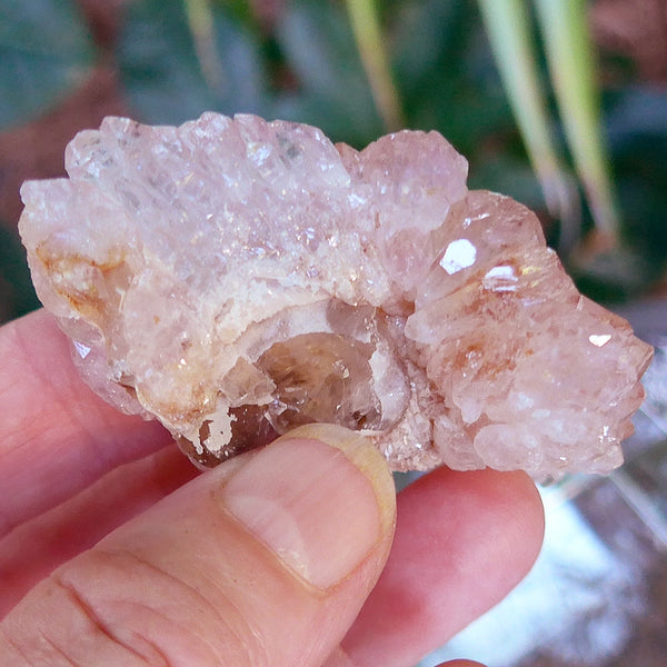 Two Sided Crystallized Rose Quartz Elestial Cluster