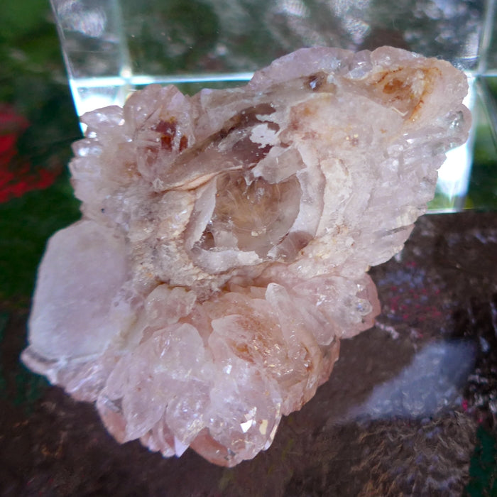 Two Sided Crystallized Rose Quartz Elestial Cluster