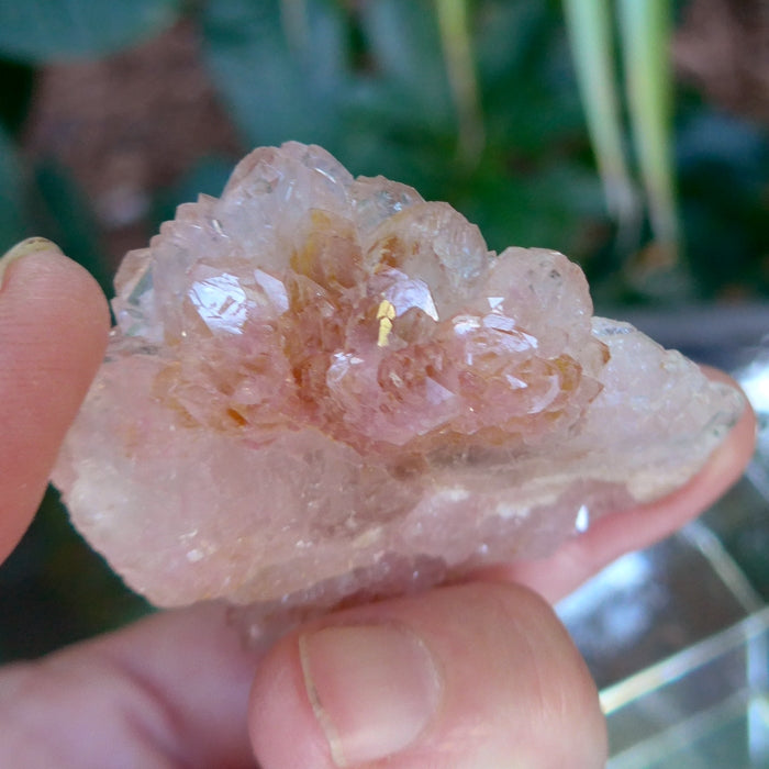 Two Sided Crystallized Rose Quartz Elestial Cluster