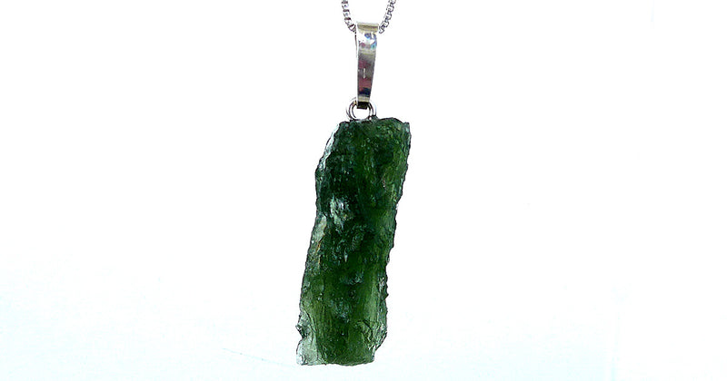 Unpolished Long Moldavite Pendant