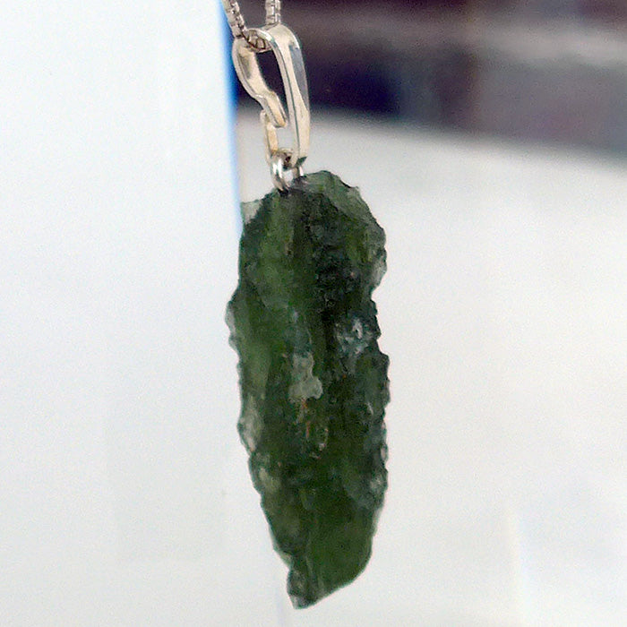 Unpolished Long Moldavite Pendant