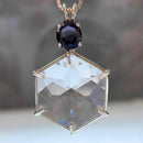 Clear Quartz Flower of Life with Round Blue Spinel