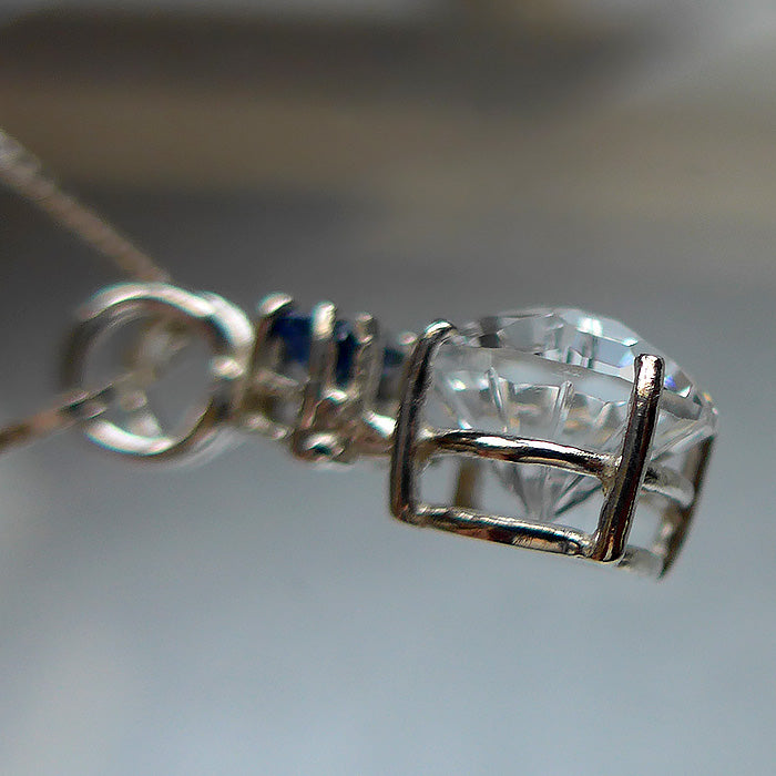 Clear Quartz Super Nova Pendant with Sapphire Crown