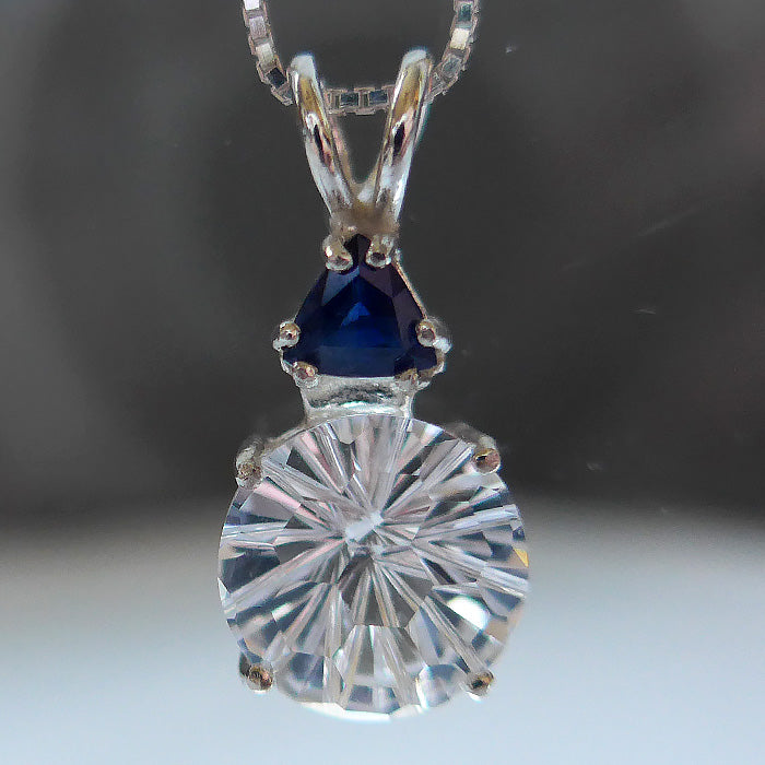 Clear Quartz Super Nova Pendant with Sapphire Crown