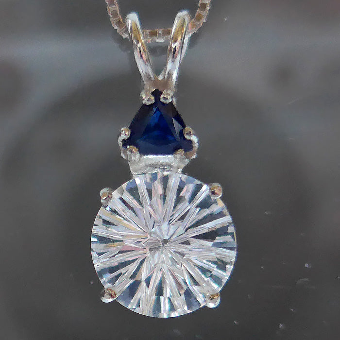 Clear Quartz Super Nova Pendant with Sapphire Crown