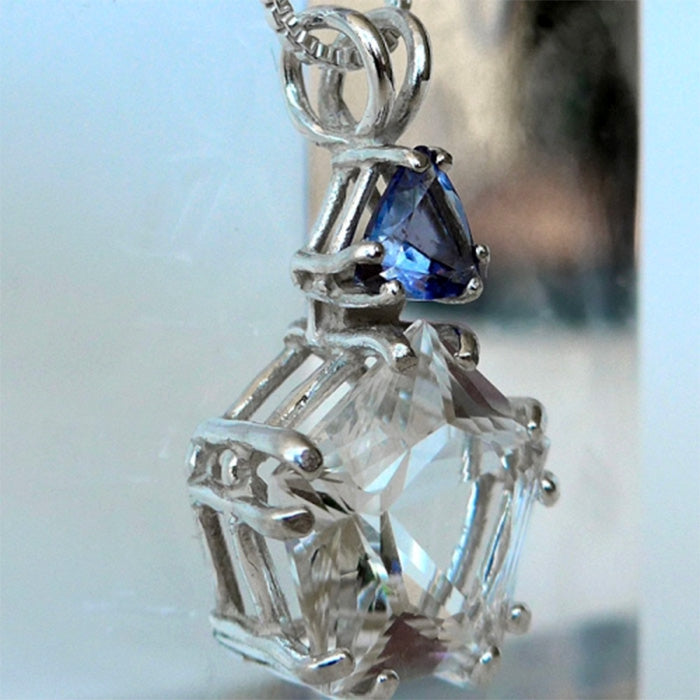 Clear Quartz Star of Venus with Iolite Trillion Gemstone