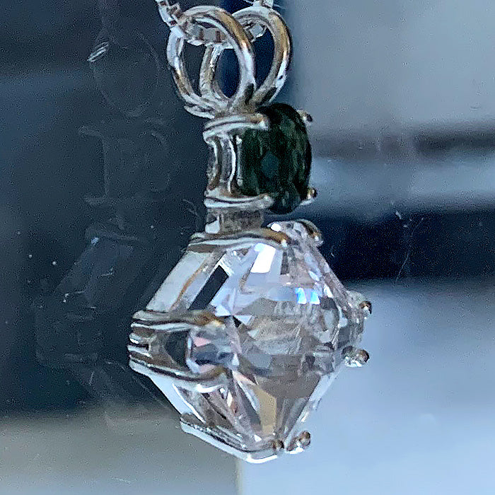 Danburite Mini Magician Stone with Oval Moldavite