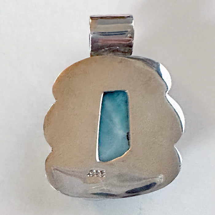 Beautiful Larimar Pendant in Silver Filigree Setting