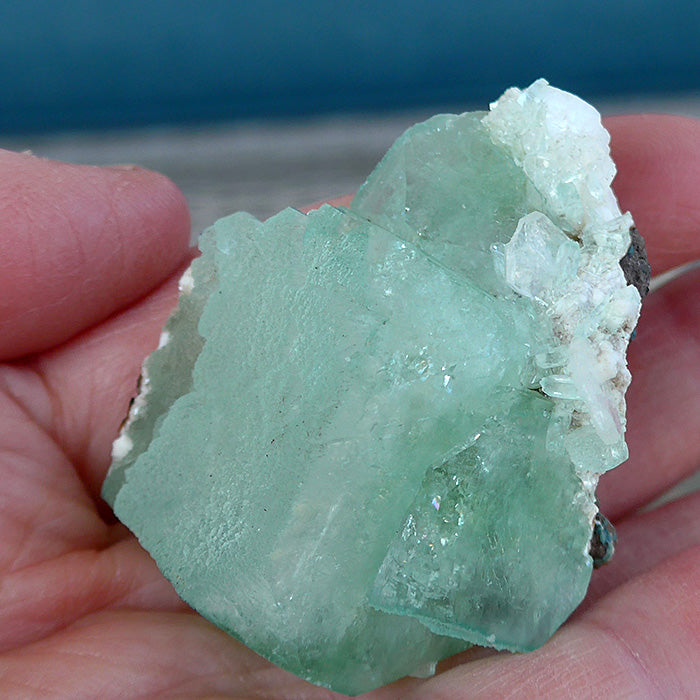 Green Apophyllite Cube on Matrix