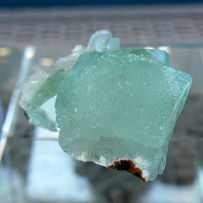 Green Apophyllite Cube on Matrix