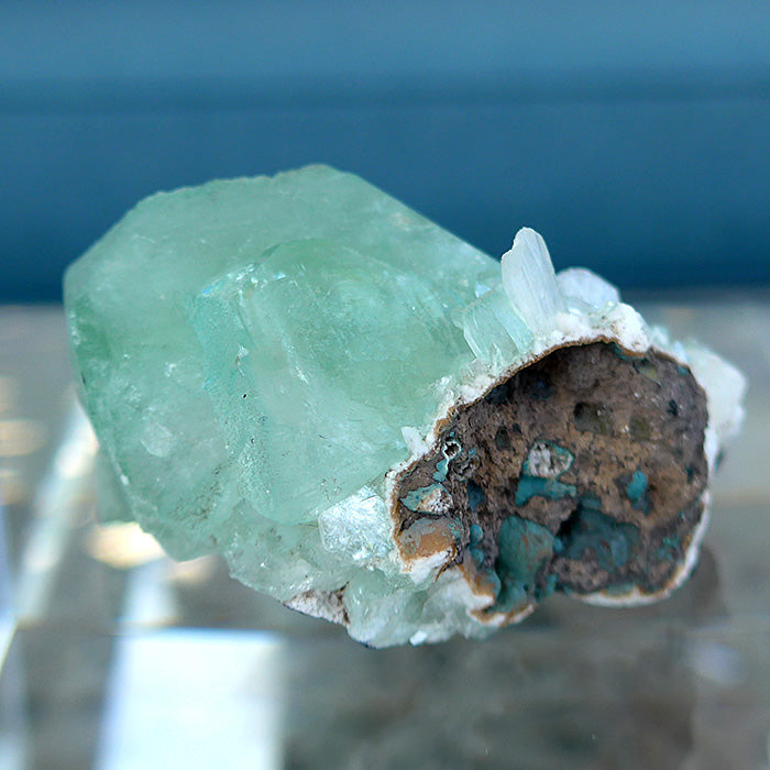 Green Apophyllite Cube on Matrix