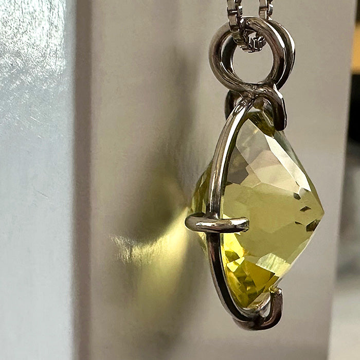 Citrine Lemon Quartz Radiant Heart Pendant