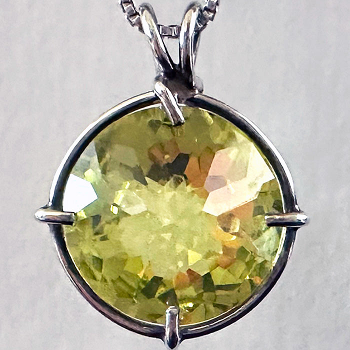 Citrine Lemon Quartz Radiant Heart Pendant