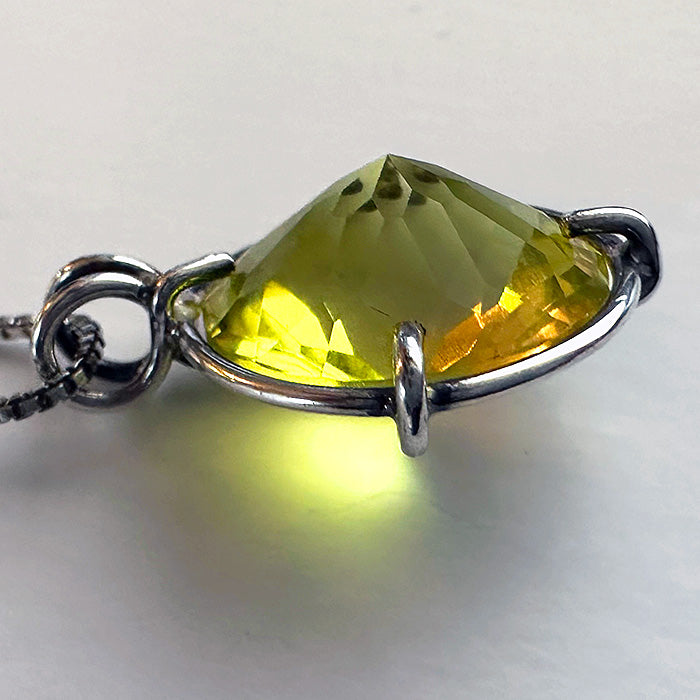 Citrine Lemon Quartz Radiant Heart Pendant