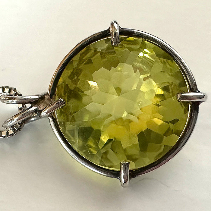 Citrine Lemon Quartz Radiant Heart Pendant