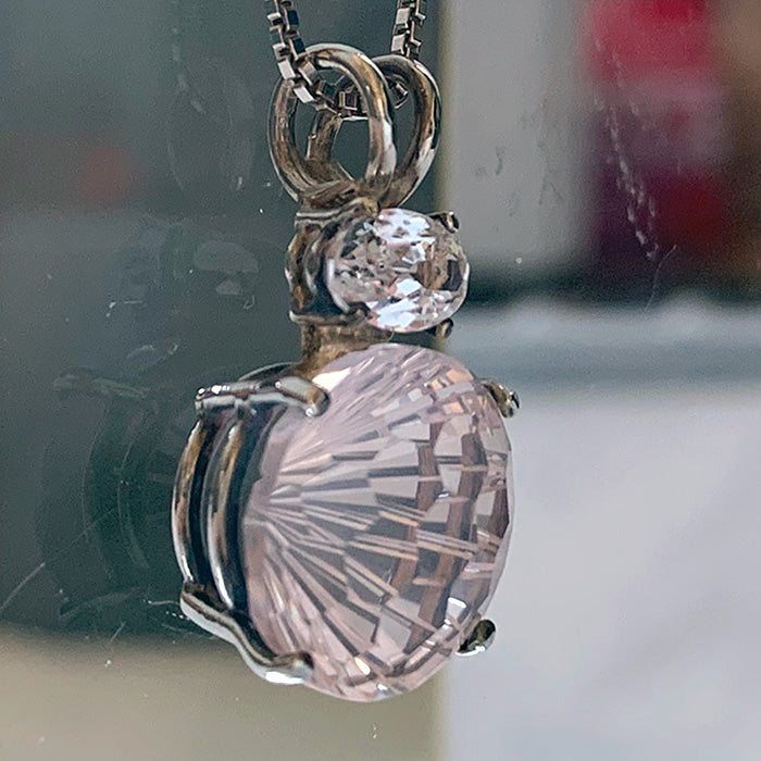 Rose Quartz 12 mm Super Nova pendant with Sparkling Danburite