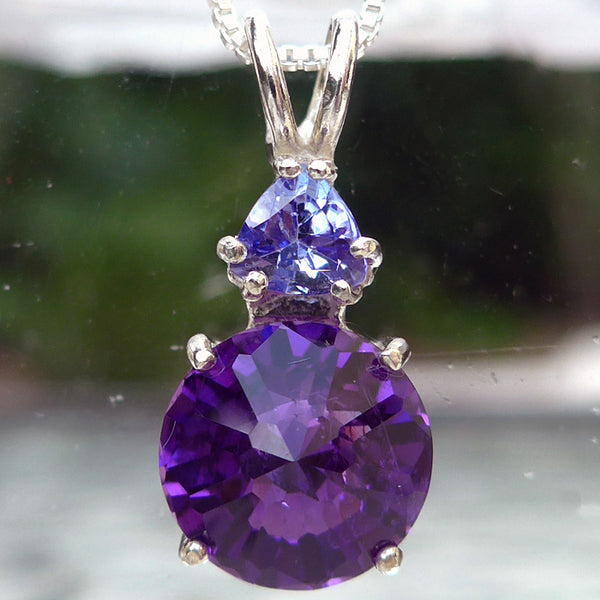 Amethyst Mini Radiant Heart with Trillion Tanzanite