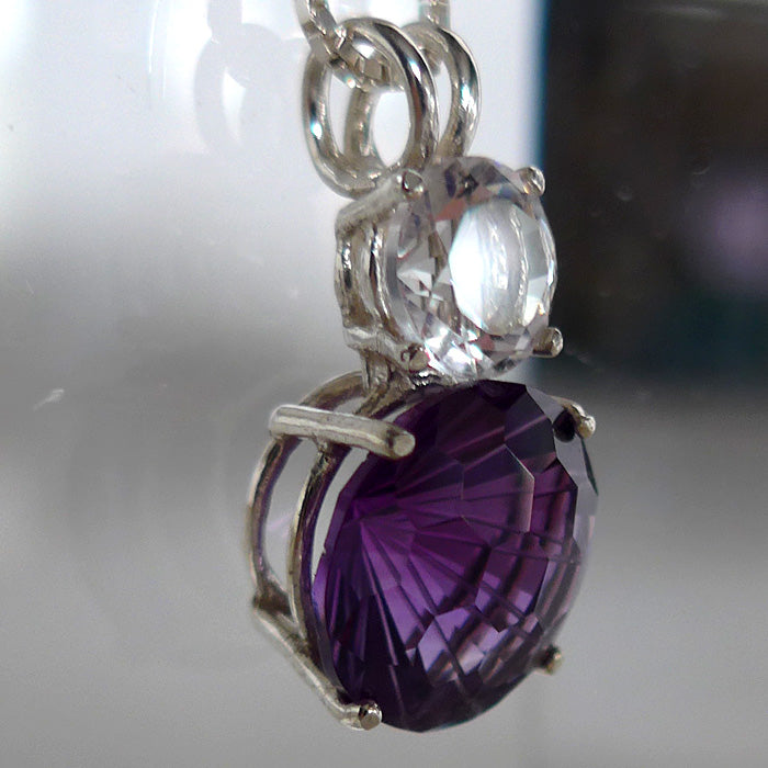 Amethyst Super Nova Pendant with Round John of God Quartz