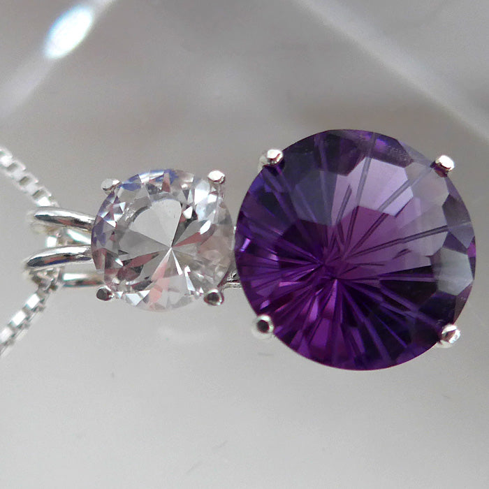 Amethyst Super Nova Pendant with Round John of God Quartz