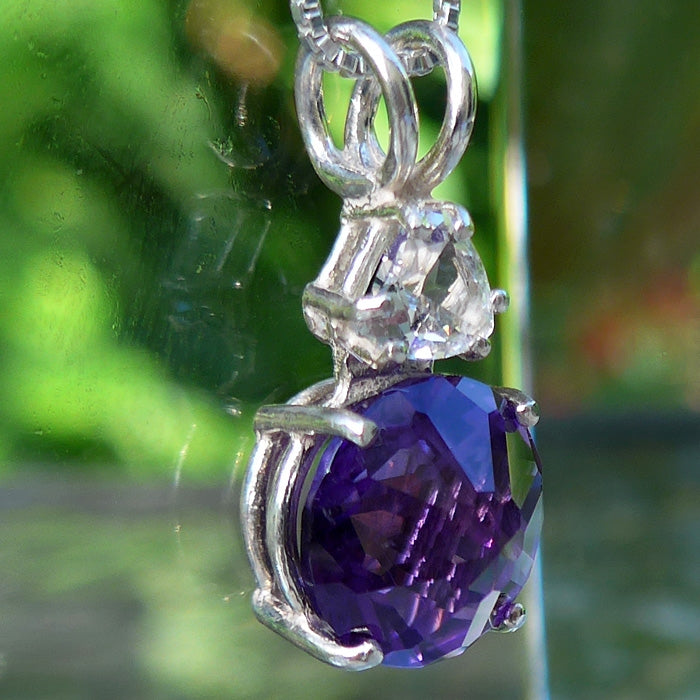 Amethyst Mini Radiant Heart with Trillion Danburite