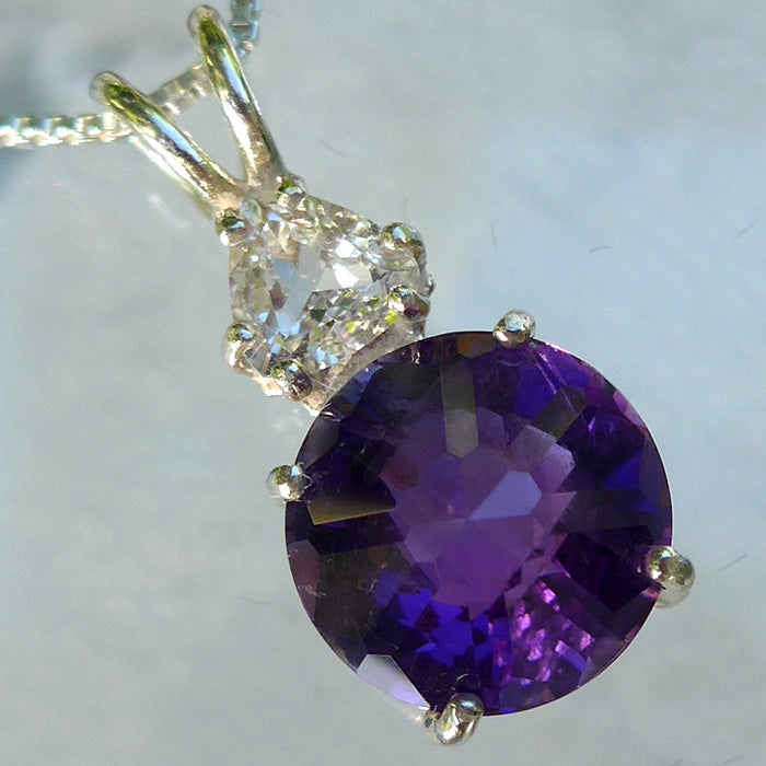 Amethyst Mini Radiant Heart with Trillion Danburite