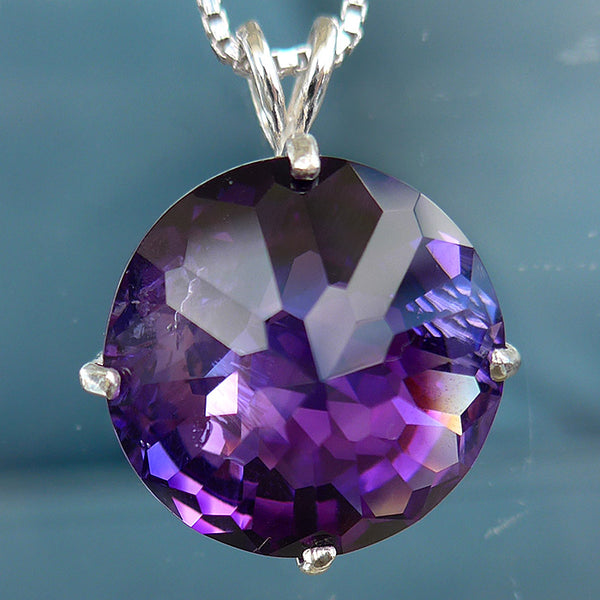 Amethyst Deep Violet Radiant Heart Basket Setting Pendant