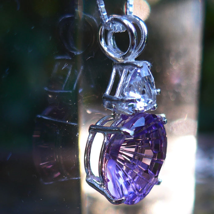 Amethyst Super Nova Pendant with Trillion John of God Quartz Crown