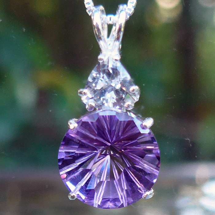 Amethyst Super Nova Pendant with Trillion John of God Quartz Crown